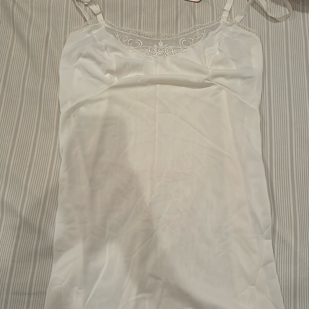 White lace slip mini dress